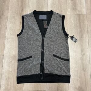 Doppelganger Presto Jersey Knit Vest Black Gray Size Large L B21